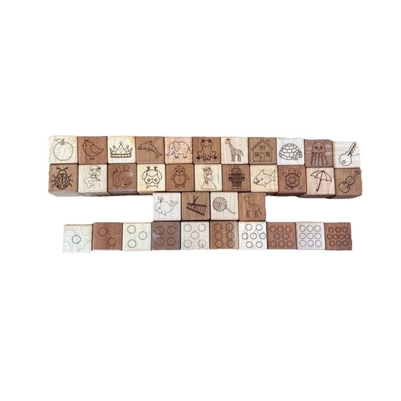 Classic Toy ABC 123 Alphabet Wooden Blocks Wood Blocks Deluxe Maple - Picture 1 of 9